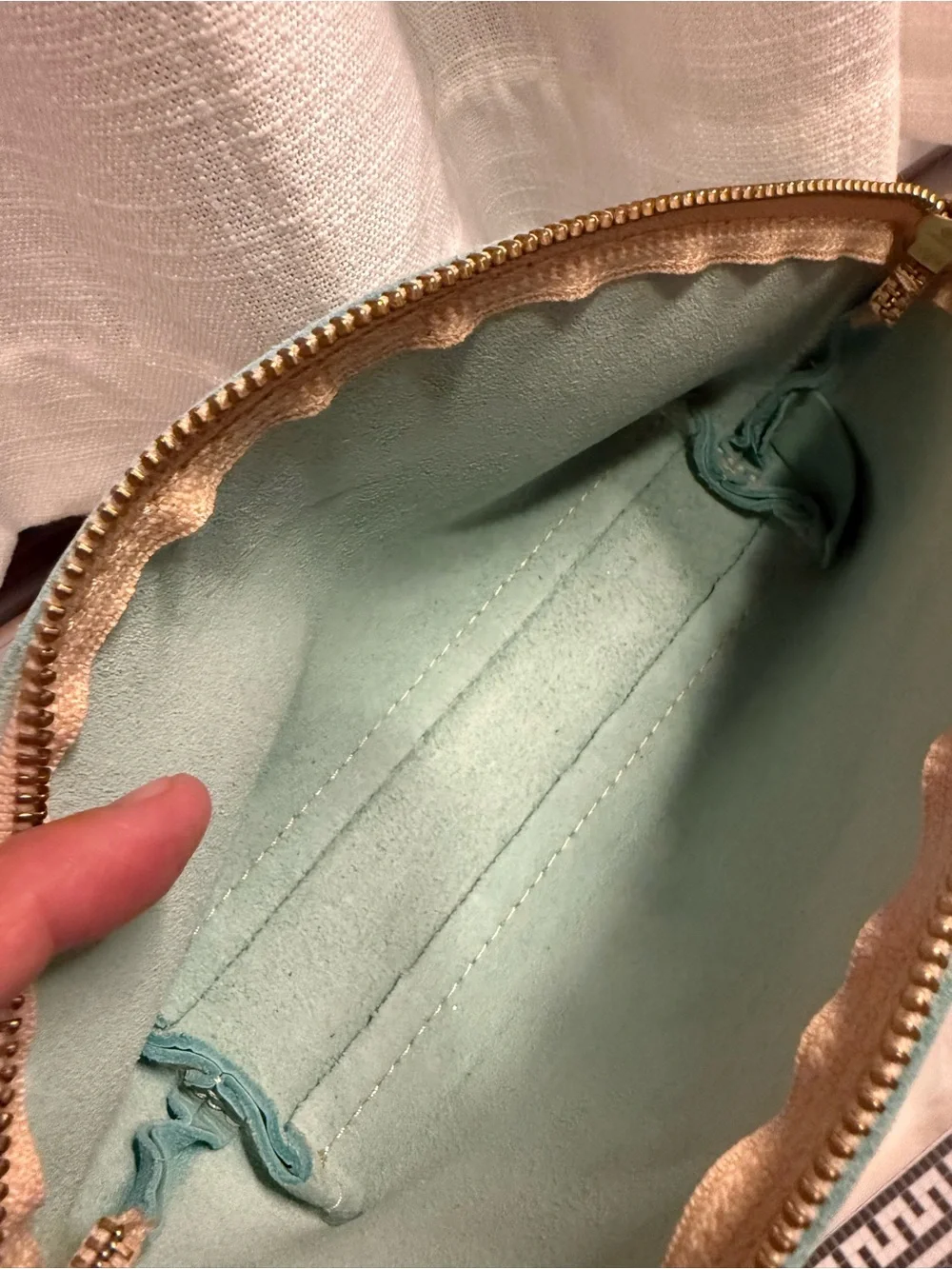 Portland Leather Mint Green Leather Wristlet Cluth Eclipse Makeup Bag
